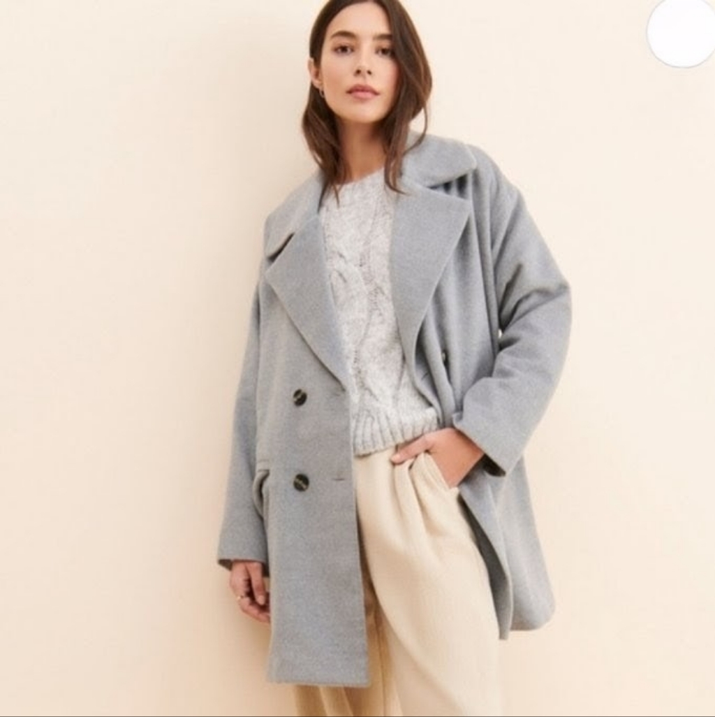 Du Paradis Gray Double Breasted Peacoat Oversized Chic Fall/Winter Lightweight